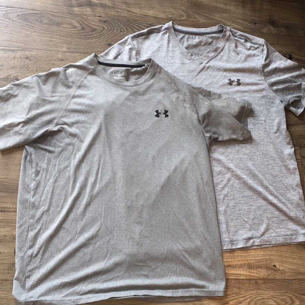 2-Gray Under Armour work out gym training T shirt